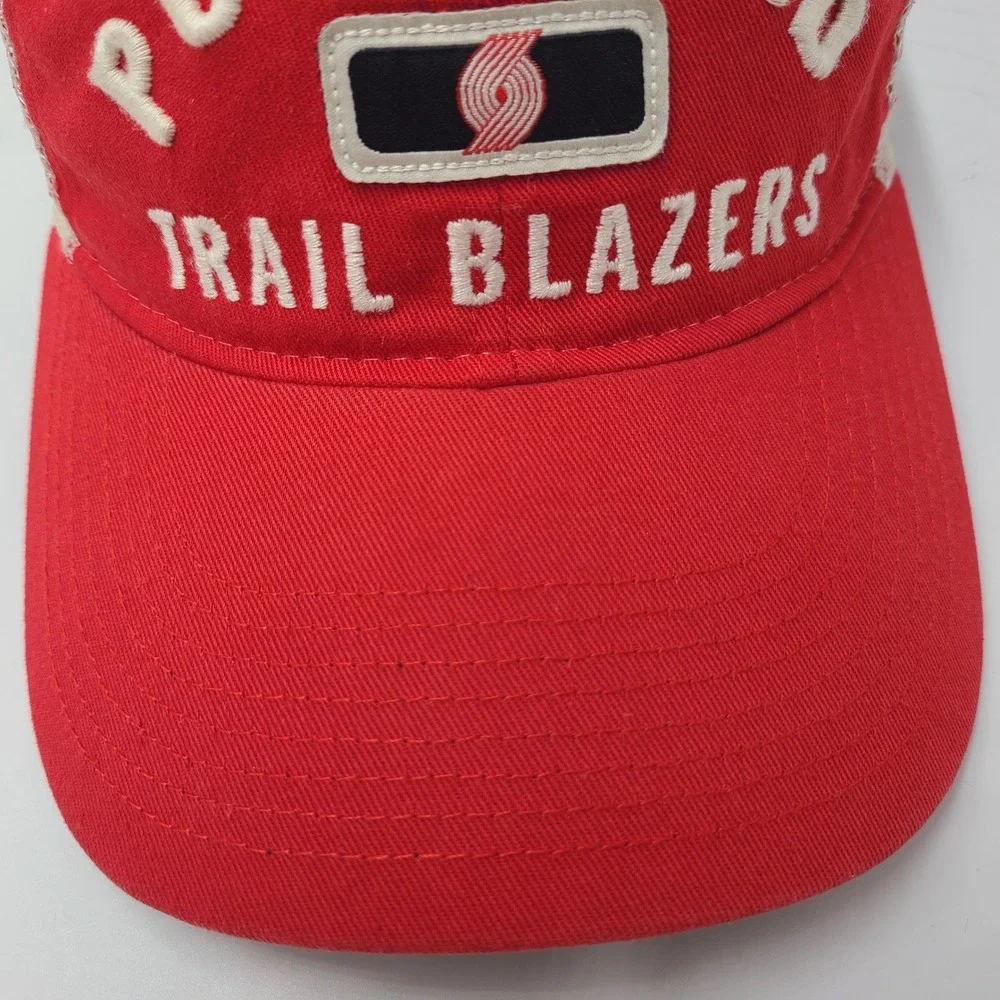 Portland Trail Blazers Hat Snapback Trucker Mesh Adidas Red White Beige NBA Men